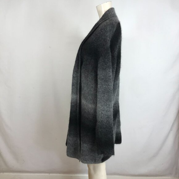 EILEEN FISHER - WOMEN'S LARGE - BLACK /GRAY OPEN FRONT MOHAIR BLEND CARDIGAN - Picture 6 of 9